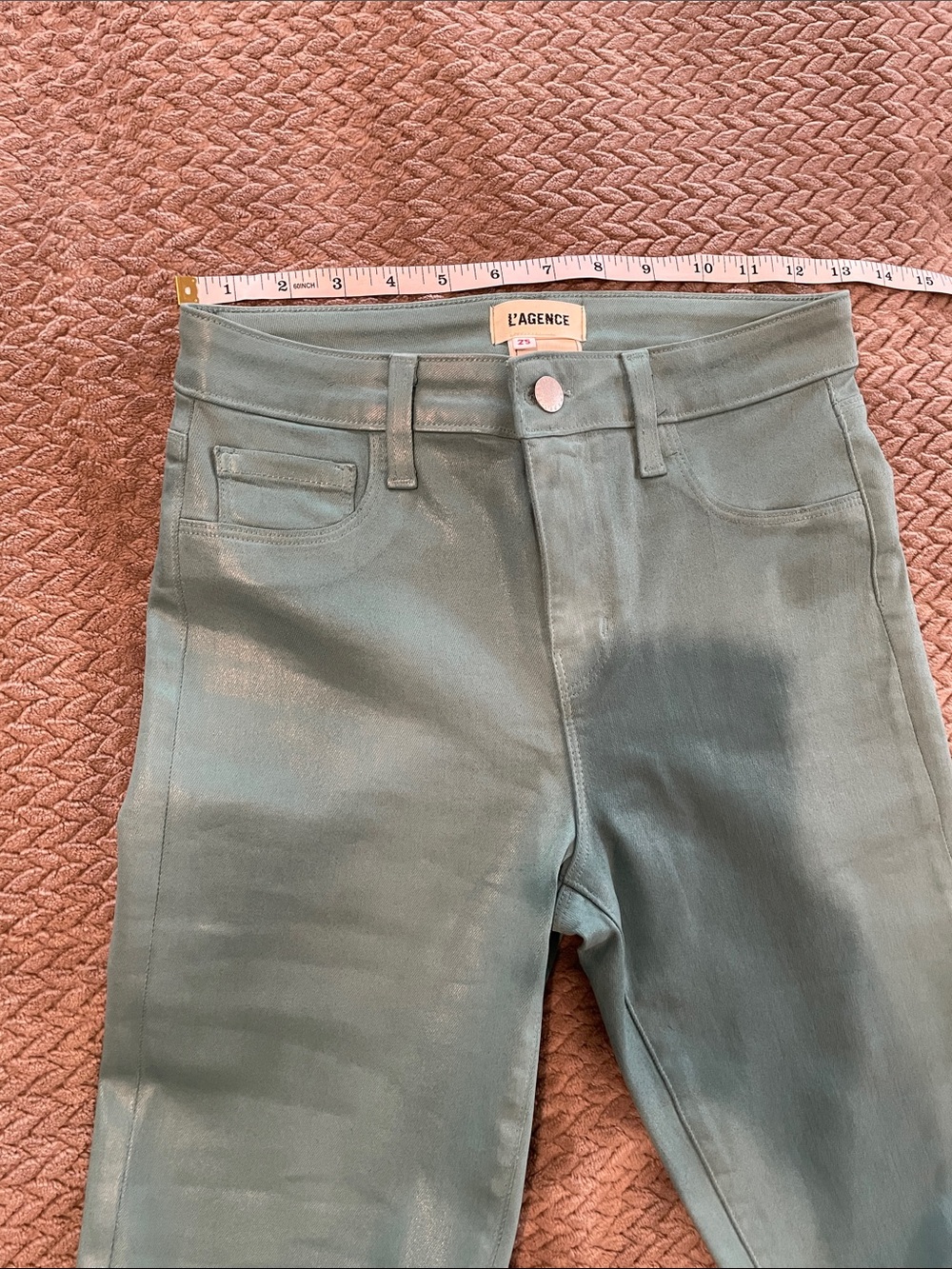 L’AGENCE Ruth coated jeans in Green Jasper - Picture 3 of 6